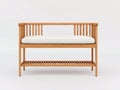 Bancos de jardín de madera 150x55x85 cm - Marrón natural y blanco - Diseño moderno con respaldo