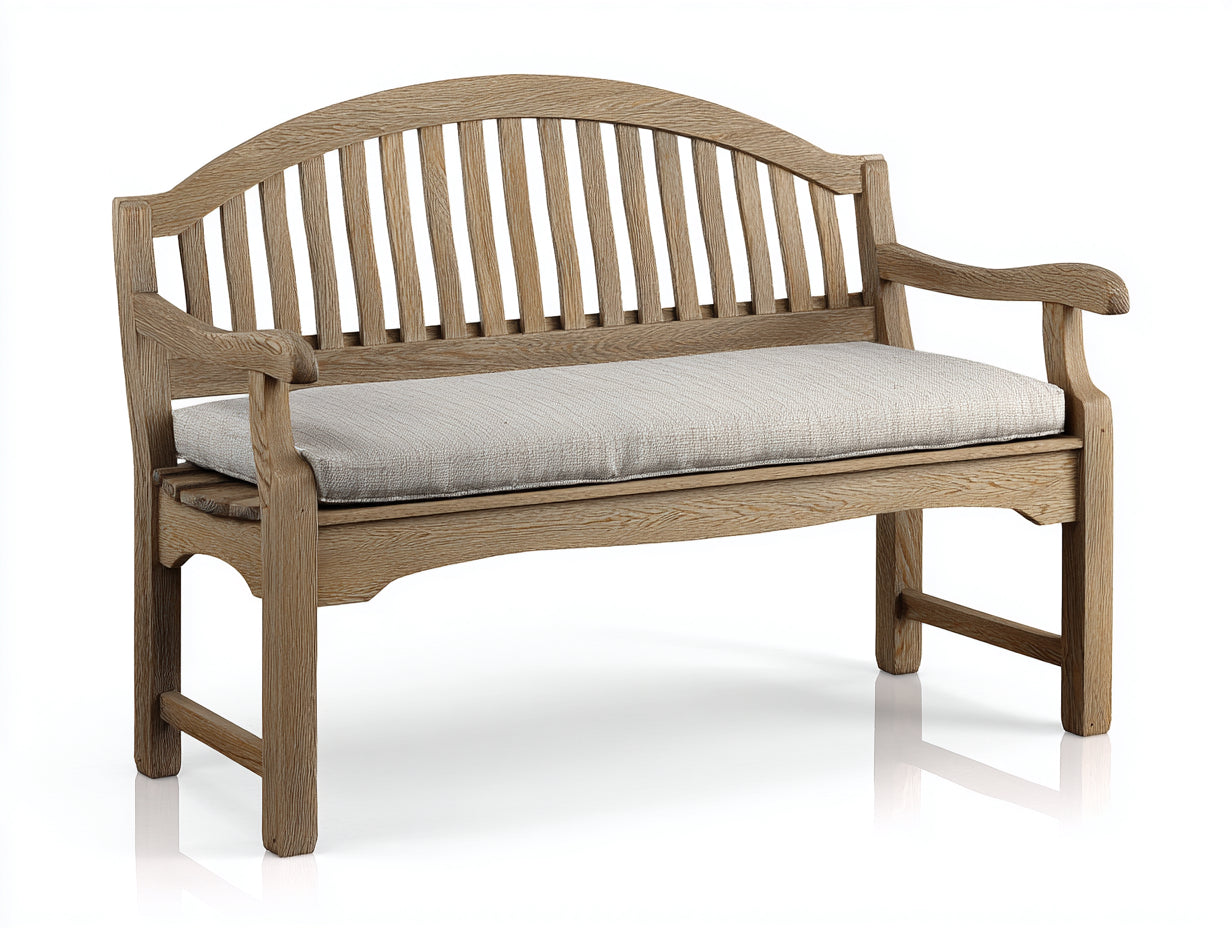 Bancos de jardín de madera 175 x 65 x 95 cm - Madera natural y blanco - Diseño clásico con respaldo y asiento acolchado para exterior