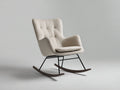 Mecedoras de tela bouclé 85 x 90 x 95 cm - Beige y madera oscura - Diseño moderno con base mecedora para salón