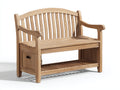 Banco de jardín madera 150x60x90 cm natural asiento exterior con estante diseño clásico