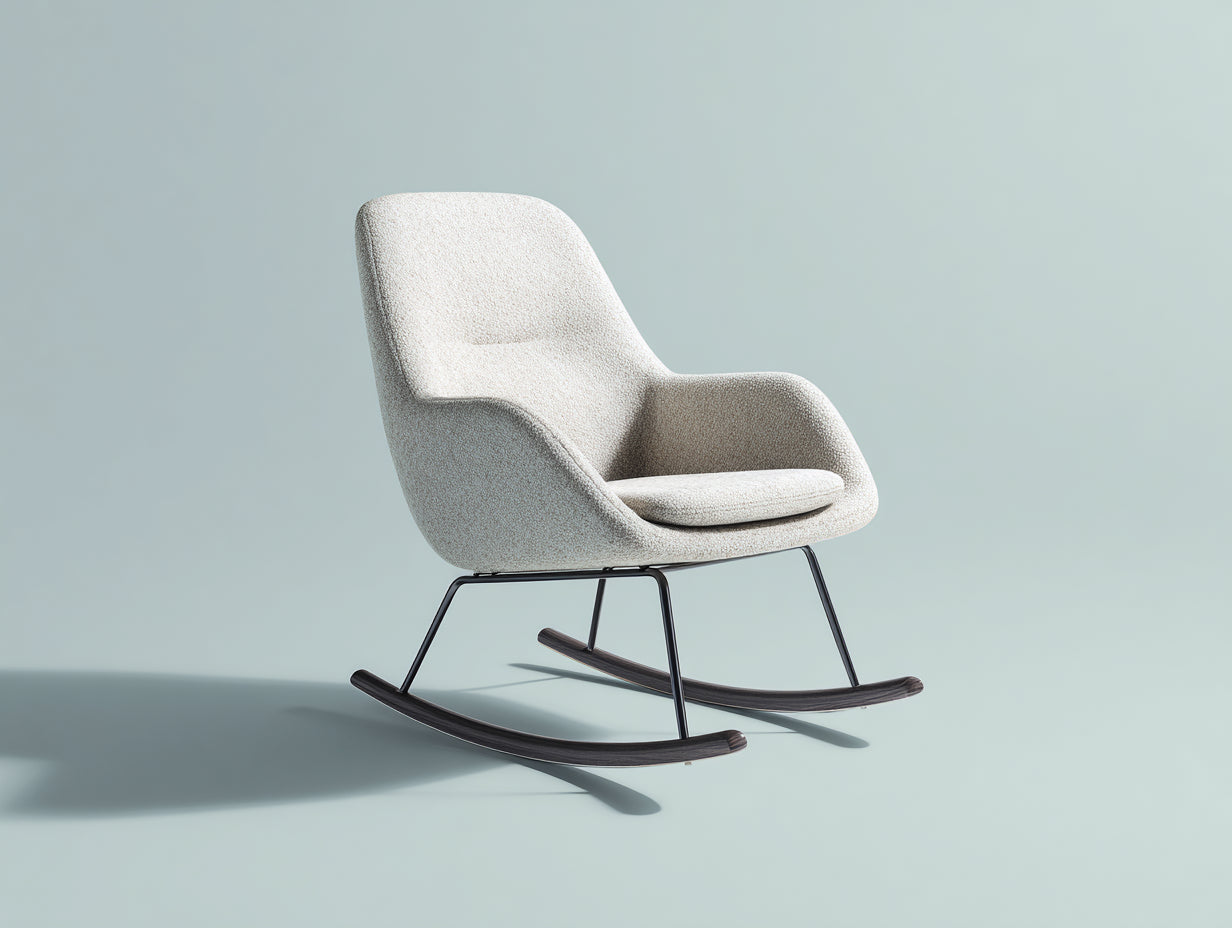 Mecedoras tapizadas 82 x 88 x 96 cm - Beige - Diseño ergonómico con estructura negra y patines curvados