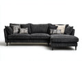 Sofás de esquina tapizado en tela 320x170x85 cm - Negro y blanco crema - Diseño moderno en forma de L