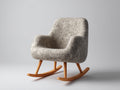 Mecedoras de tela bouclé 85 x 90 x 95 cm - Gris y madera natural - Diseño moderno con base mecedora para salón