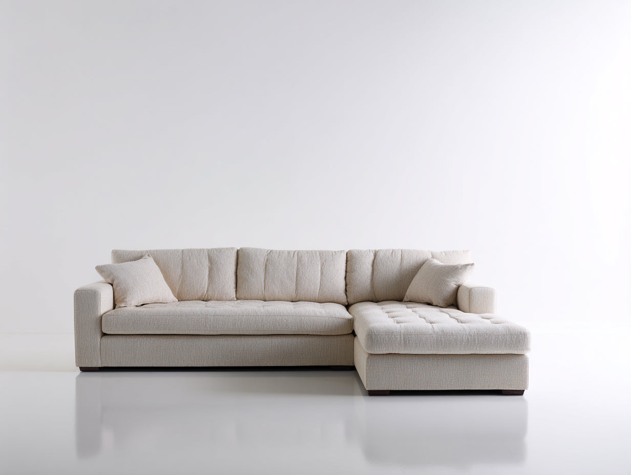 Sofás de esquina tapizado 300 x 220 x 85 cm - Beige - Diseño moderno con chaise longue y zona de descanso amplia