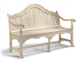 Bancos de jardín de madera 180x65x95 cm - Blanco natural - Diseño clásico con respaldo curvado