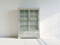 Vitrinas de madera con puertas de cristal 100x35x180 cm - Blanco - Diseño clásico