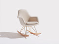 Mecedoras de tela y madera 75 x 85 x 95 cm - Blanco crema y madera natural - Diseño moderno para salón y dormitorio