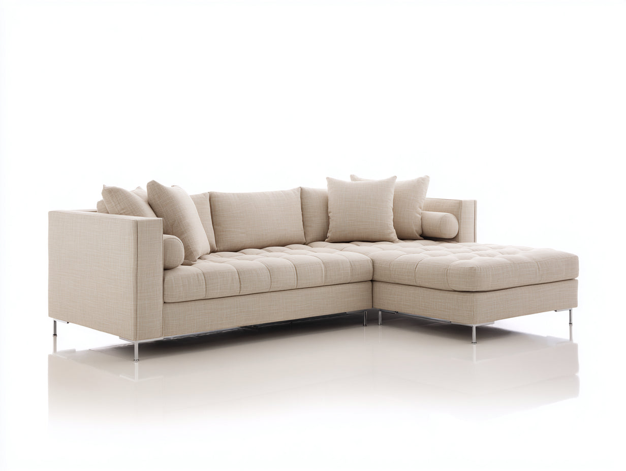 Sofás de esquina - tejido tapizado 300 x 220 x 82 cm - beige claro - diseño moderno amplio para salón