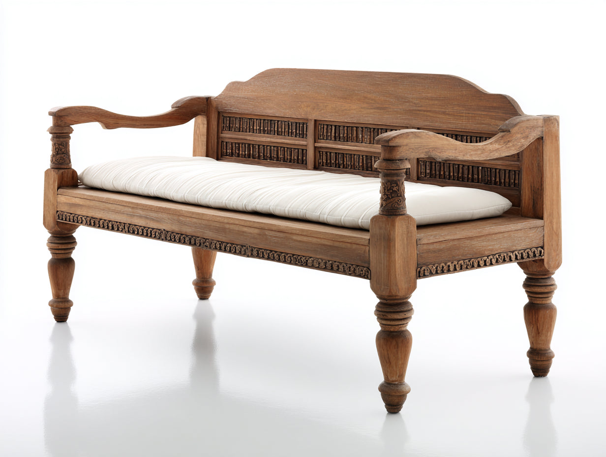 Bancos de jardín de madera 180 x 65 x 95 cm - Marrón natural - Diseño clásico con respaldo para exterior