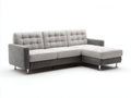 Sofás de esquina de tela 280 x 200 x 85 cm - Gris claro y gris oscuro - Diseño moderno con chaise longue para salón