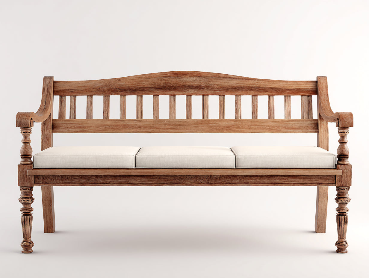 Banco de jardín madera 180x60x90 cm natural asiento exterior clásico