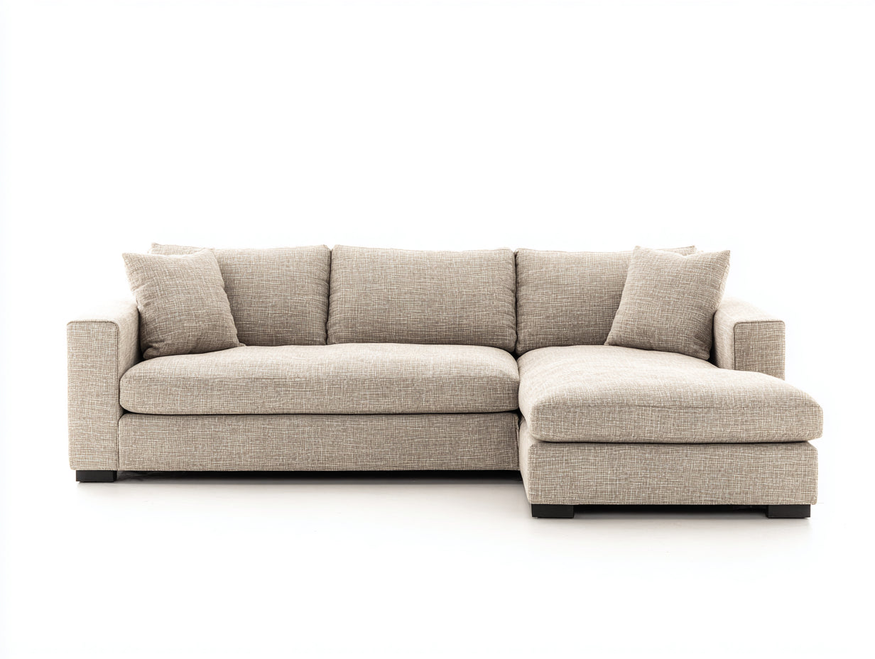 Sofás de esquina de tela 300 x 180 x 78 cm - Beige - Diseño moderno para salón amplio