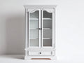 Vitrinas de madera con puertas de cristal 130x45x200 cm - Blanco - Estilo clásico con detalles decorativos