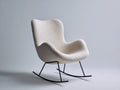 Mecedoras tapizadas - tejido bouclé y metal 78 x 85 x 92 cm - beige claro y negro - diseño moderno con base mecedora