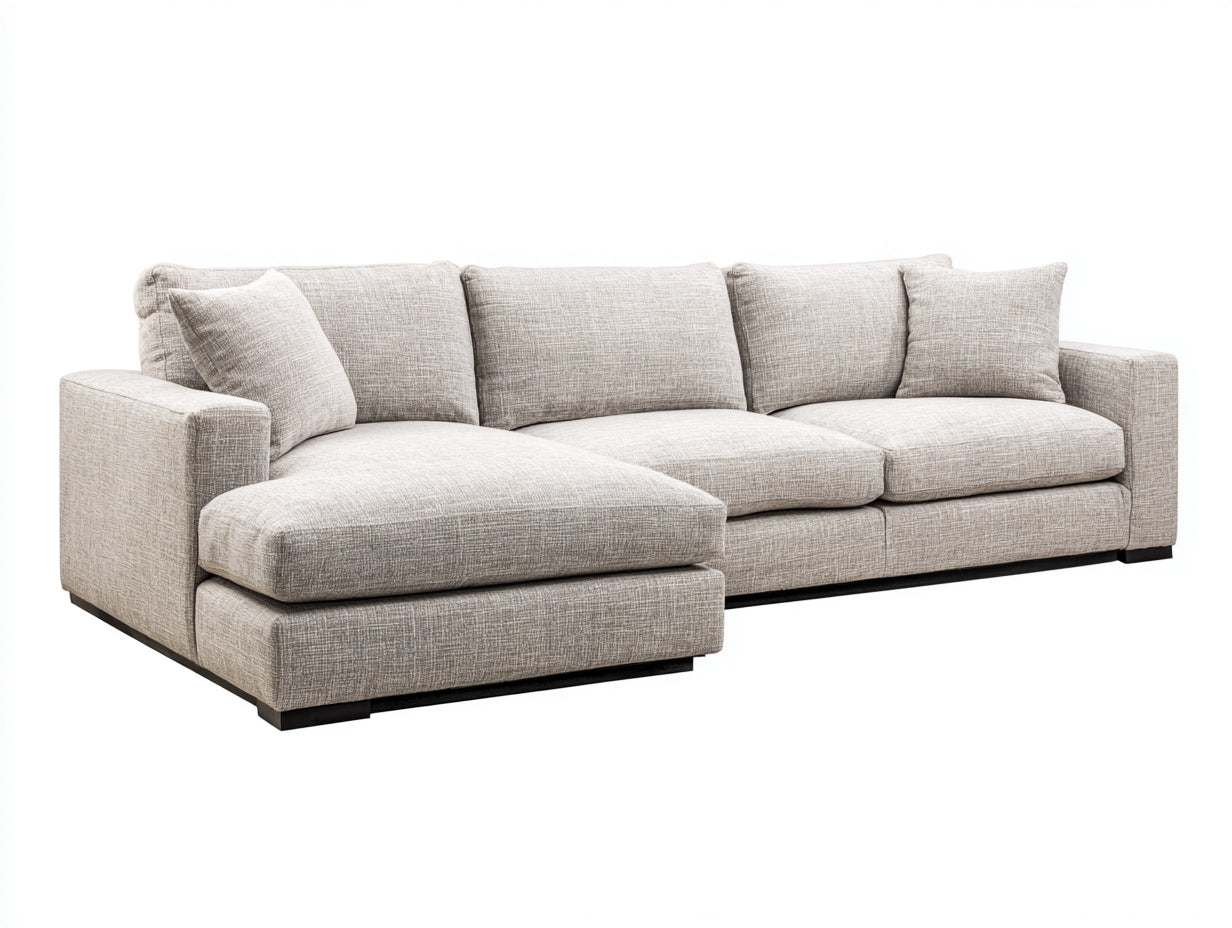 Sofás de esquina - tejido tapizado 320 x 220 x 85 cm - beige claro - diseño moderno amplio para salón