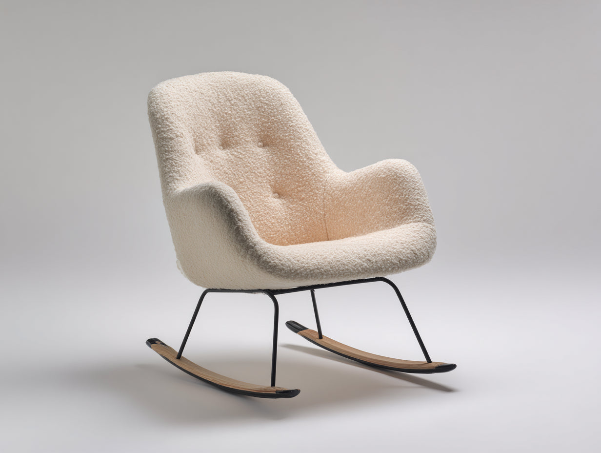 Mecedoras tapizadas 80 x 85 x 95 cm - Beige - Diseño ergonómico con estructura mecedora para interior