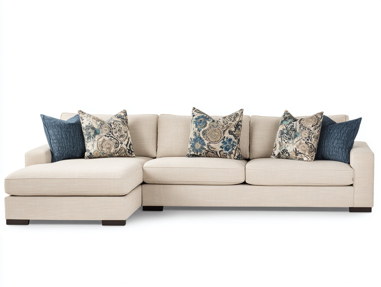 Sofás de esquina - tejido tapizado 340 x 220 x 85 cm - beige claro - diseño moderno amplio para salón