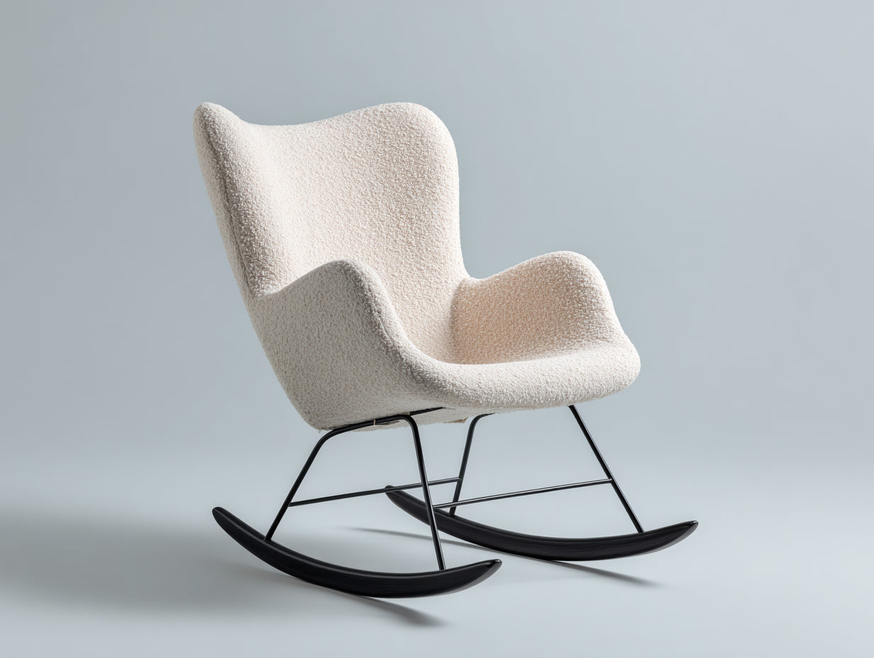 Mecedoras de interior tapizadas 78x82x92 cm - Blanco crema y negro - Diseño moderno