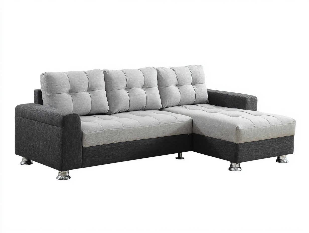 Sofás de esquina tapizado en tela 280x170x85 cm - Gris claro y gris oscuro - Diseño moderno en forma de L